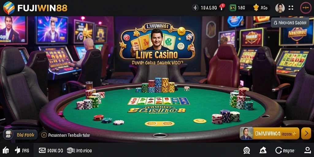Tampilan gameplay Live Casino FUJIWIN88 yang menegangkan dan interaktif.