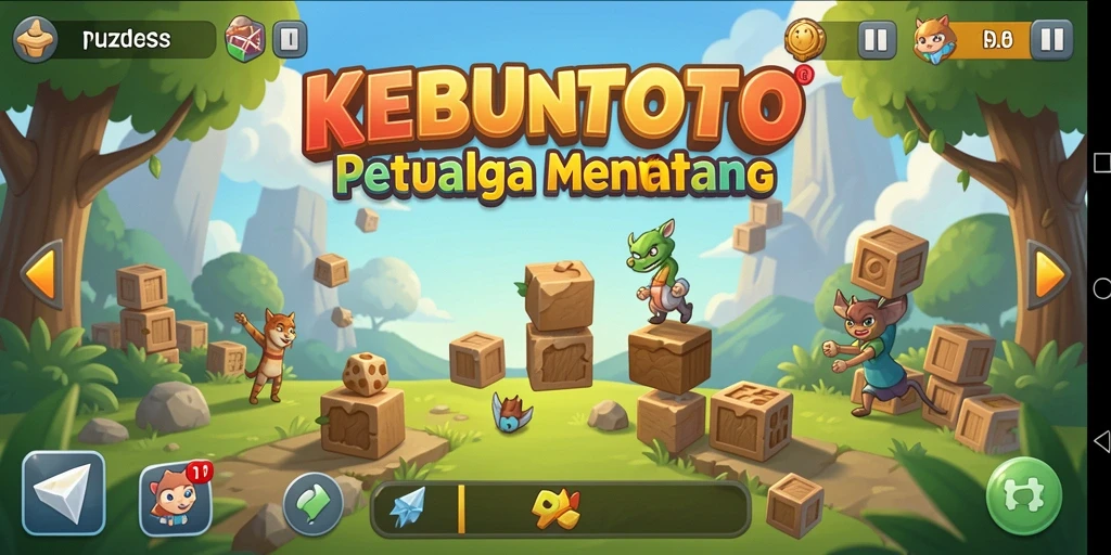 Tampilan gameplay seru di KEBUNTOTO dengan berbagai tantangan Puzzle.