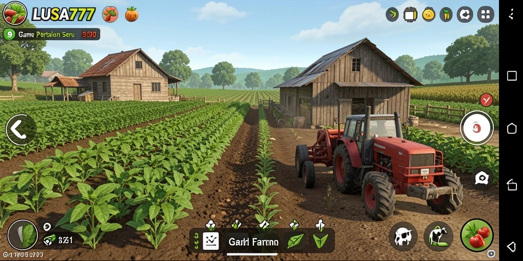 Tampilan gameplay LUSA777 dengan aktivitas bertani yang seru
