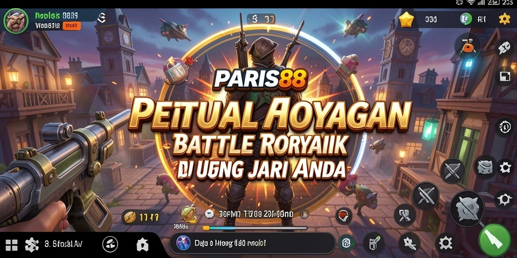 Tampilan aksi seru dalam gameplay Battle Royale PARIS88.
