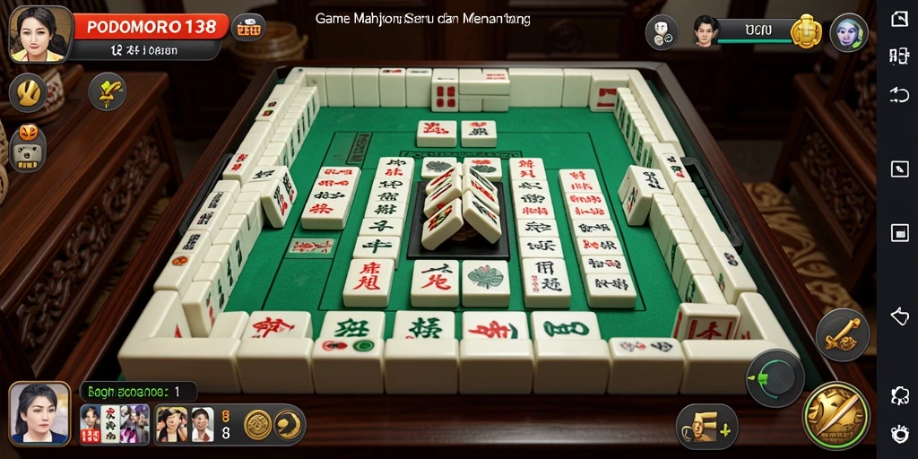 Tampilan gameplay menantang dalam PODOMORO138 di Mahjong.
