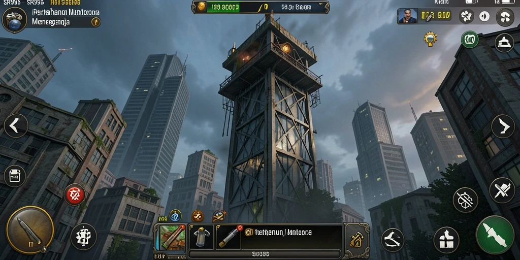 Tampilan gameplay SR996 dalam aksi Tower Defense yang intens.