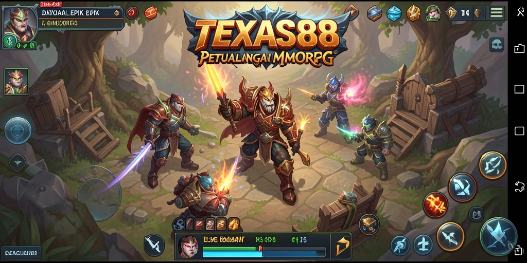 Screenshot utama TEXAS88 menampilkan aksi pertarungan yang mendebarkan.